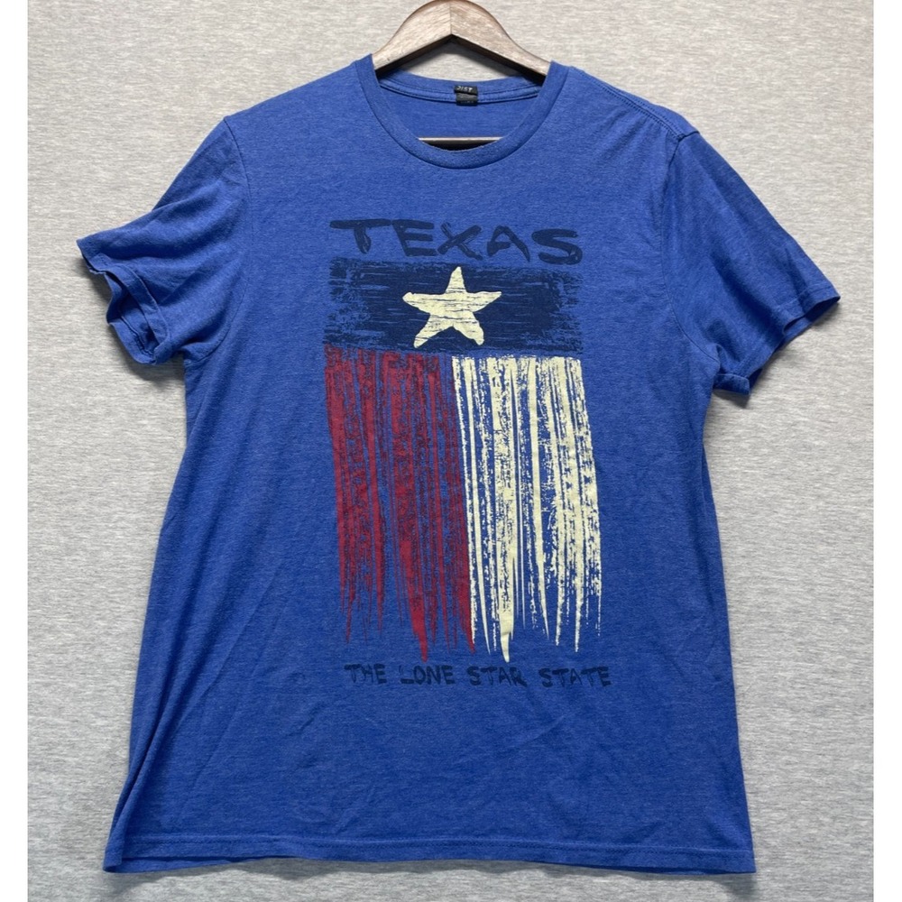 District Dallas Texas Flag Line Star State T-Shirt Men Medium Blue Single Stitch